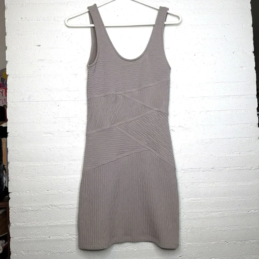 Free People Feeling Fancy Bodycon Mini Tank Dress Gray XS NWOT Modern Boho Edgy